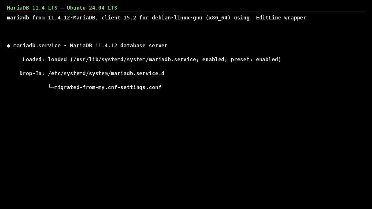 MariaDB 11.4 on Ubuntu 24.04 LTS screenshot